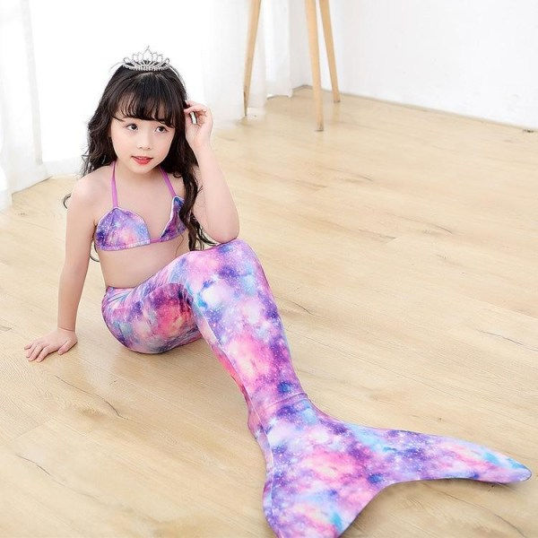 Sjöjungfru bikini monofin sjöjungfrufena barn sjöjungfru stjärtpaket A (med monofin) L (kroppshöjd 120-130cm) paket C (med monofin pack C (med monofin) L (kroppshöjd 120-130cm)