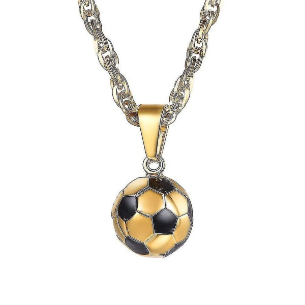 Men's Necklace Football Pendant, With Chain, Engraved Available-Gold Plated/316L Stainless Steel (Send Gift Box)