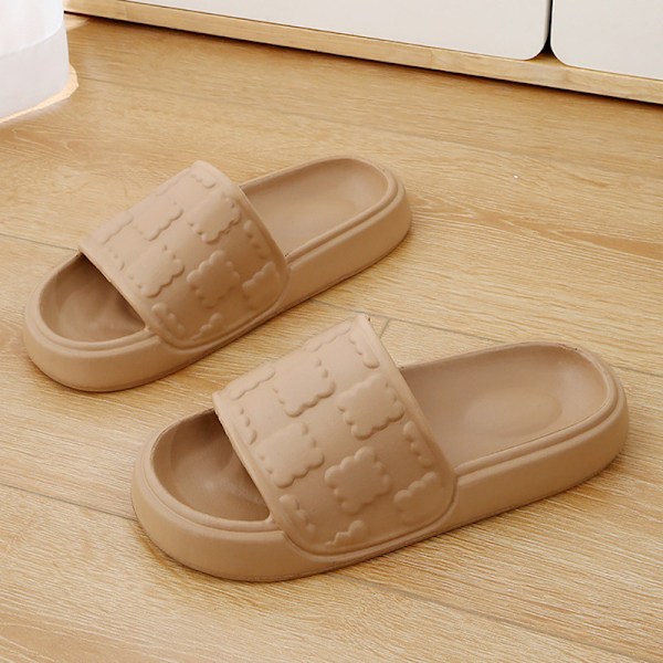 Non-slip slippers with cute design and comfortable soft sole Beige