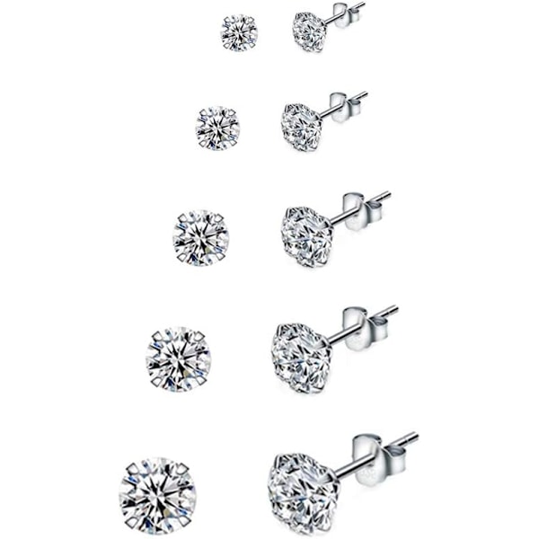 5 pairs of 925 silver earrings set Earrings ladies silver ea