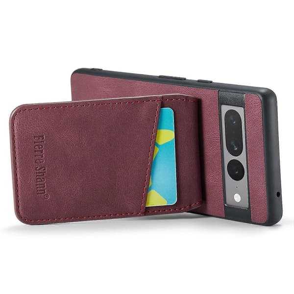 Fierre Shann för Google Pixel 8 Pro mobilskal PU+TPU-fodral med stativ - Röd Red