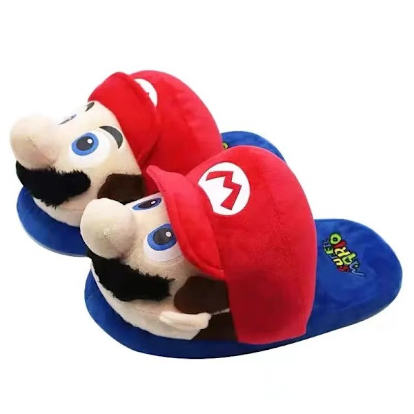 Super Mario Bros Cartoontofflor Vinter Kvinnor Män Roliga Söta Hem Plysch Skor Barn Inomhus Tofflor Cartoon Plysch Par Tofflor Mario Bros Mario Bros 36-41 Adult