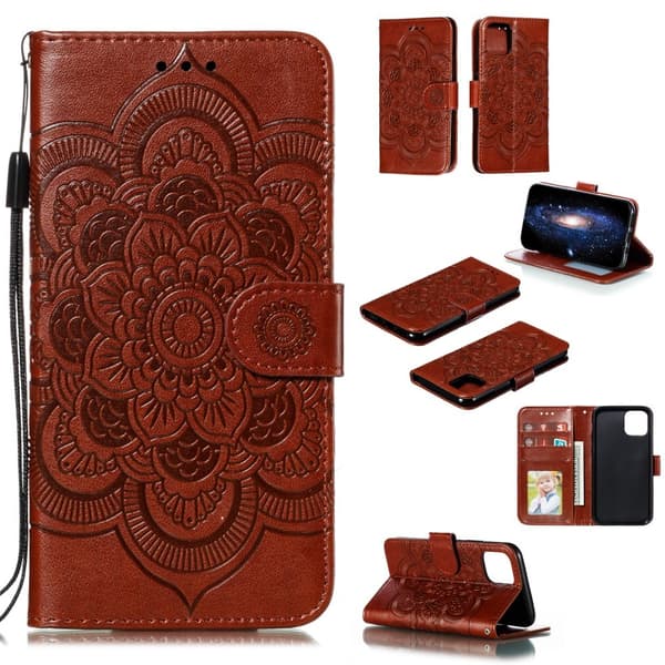 iPhone 11 Pro - Plånboksfodral Mandala - Brun Brown Brun