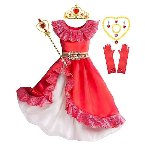 Elena Of Avalor Princess Costume Girl Disney Anime Role Play Clothes Halloween Carnival Cosplay Outfit Kids Red Ruffle Long Dress Elena Sets 0