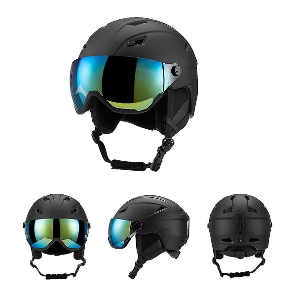 Skidhjälm med skidglasögon, snowboardhjälm och 2-i-1 set BLACK M