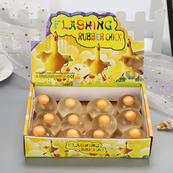 12 Pcs Yolk Stress Ball High Elasticity Smooth Egg Splat Ball Transparent Stress Relief Egg Yolk Balls