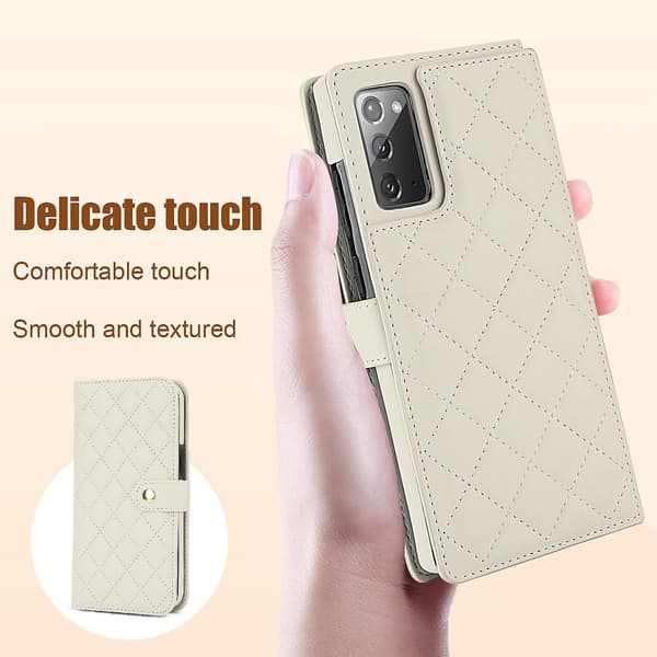 Rombinen nahkakotelo Samsung Galaxy Note20:lle White