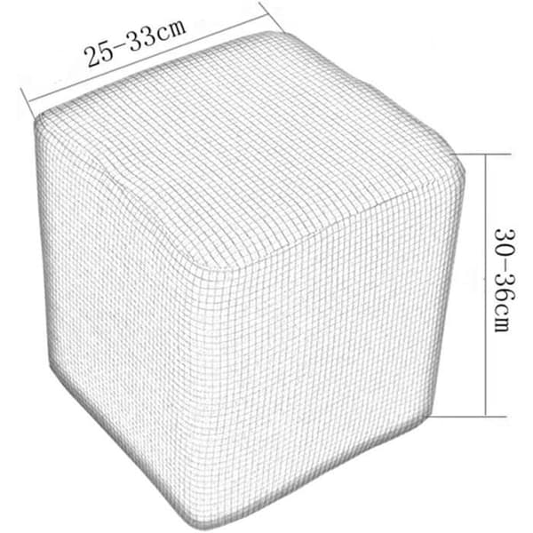 2-pack sammetspuff, rektangulär stretchpuff, låg elastisk puff, för vardagsrum, endast överdrag, pall ingår ej (grå)