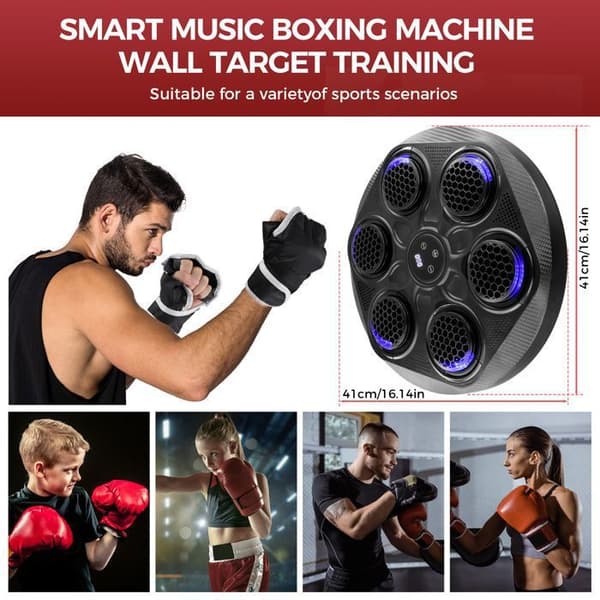 Boxningsmaskin, Smart LED Elektronisk Musikalisk Boxningsmål Väggmonterad Boxningsmål Stöder Bluetooth 15 Hastighetslägen