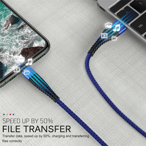 USB-kabel for iPhone 11 12 13 14 Pro X XS Max 6 7 8 Plus SE Apple iPad Hurtigladekabel Original Mobiltelefonlader Datakabel 3m Rød Ed Ed 0.25m