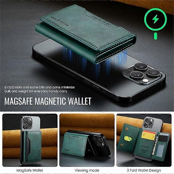 MAGKING K2 Ställ Magnetisk Korthållare Kompatibel med MagSafe RFID Mobiltelefonplånbok - Perfekt_xx Green
