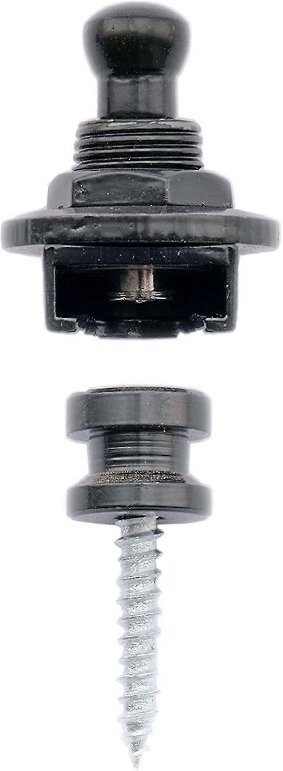 Metallgitarrremlås Gitarrremknappar Remlås Säkerhetslås Remstift för Akustisk Klassisk Elgitarr Bas, Svart (2-pack)