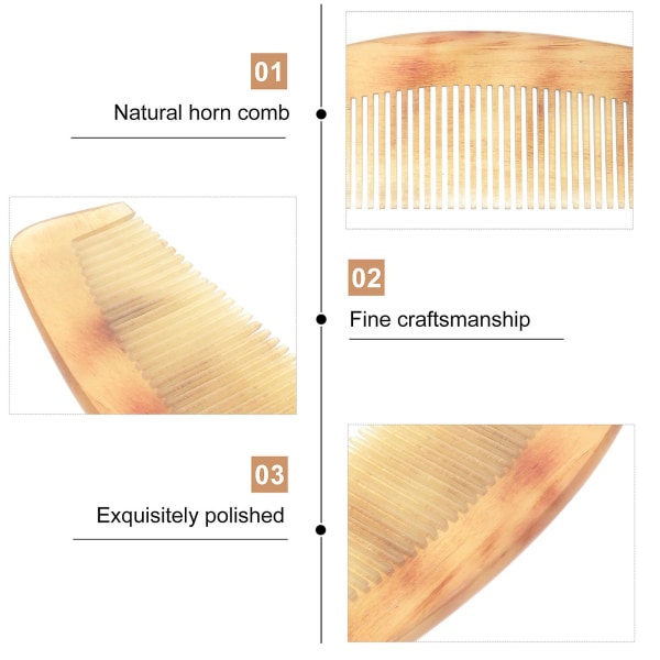 Naturlig hornkam Antistatisk bärbar håruträtningskam Förhindra håravfall för kvinna (15 cm)