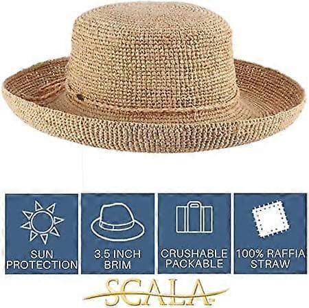 Hæklet Foldbar Raffia Hat til Udendørs Aktiviteter