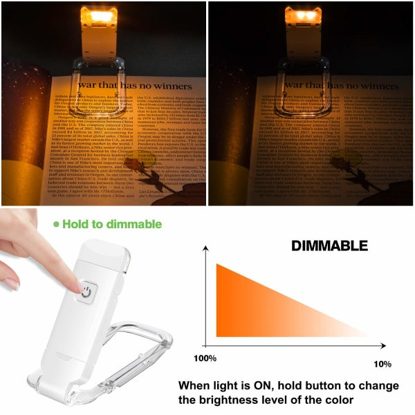 HONWELL LED klämma läslampa bok klämma läslampor för böcker i sängen, mjuk ögonvård lampa, USB uppladdningsbar nattlampa, 2 ljusstyrka lavendel