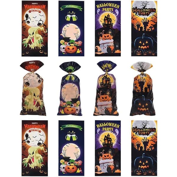 50 st Halloween Godispåsar - Pumpa Godispåsar, Kalaspåsar för Barn, 28x13cm