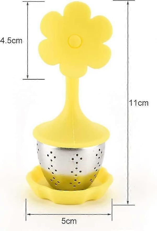 4 stk te-infuser silikon-diffuser teball rustfritt stål te-sil med dryppbrett løsblad te-infuser te-sil for kopper te-bolle