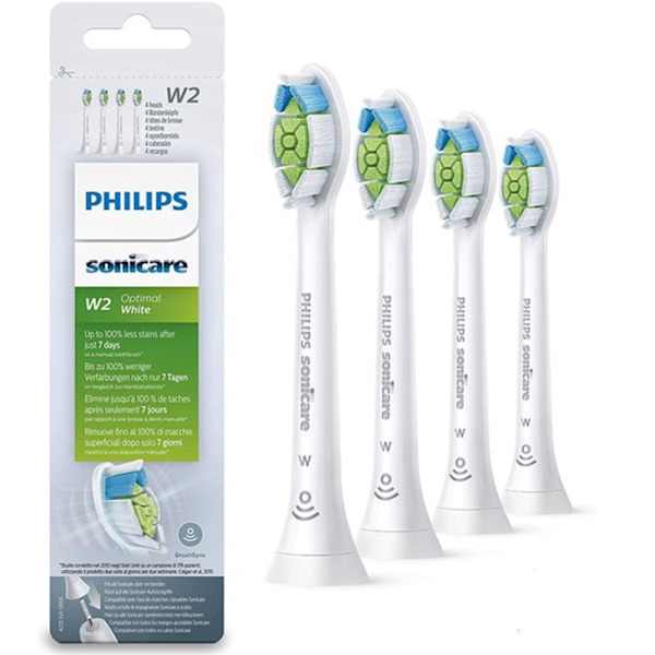 Kampanjetilbud 4-pakning Erstatningsbørstehoder Kompatible med Philips Sonicare – Myke børster, ikke-originale, w2 W2