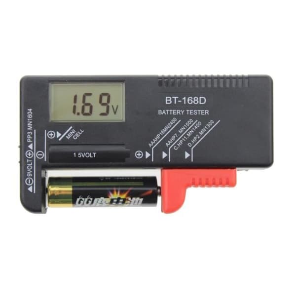 Batteritester - LCD - Svart - For AA AAA CD 9V Batterier - LED-indikator