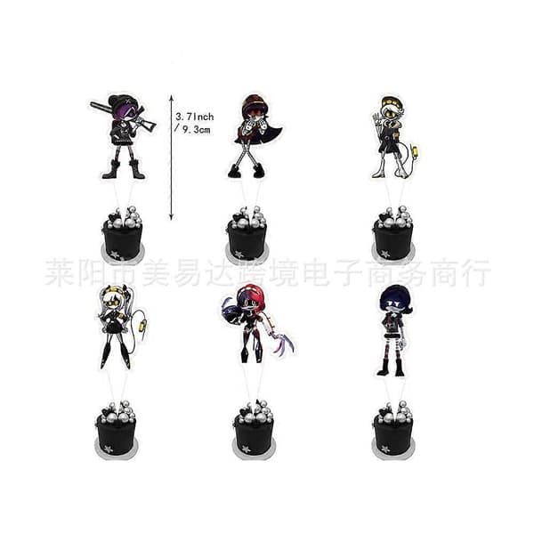 Murder Drones Bursdagsfest Dekor Sett Banner Ballonger Big Cake Insert