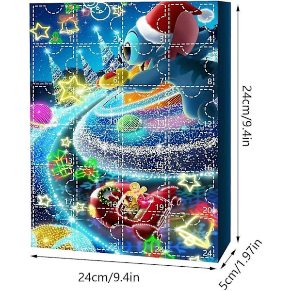 Anime Stitch Julekalender Kompatibel til Børn 24 Dages Jule Nedtælling 24 Stk Tegneserie Legetøj Ornament B Set