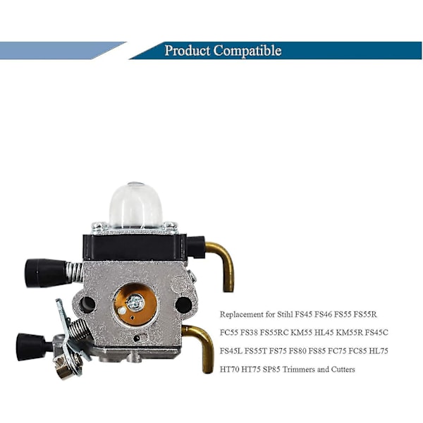 Forgasser Erstatning for Stihl Fs38 Fs45 Fs46 Fs55 Km55 Fs85 Trimmer med Luft Drivstoff Filter Pakning.Pa