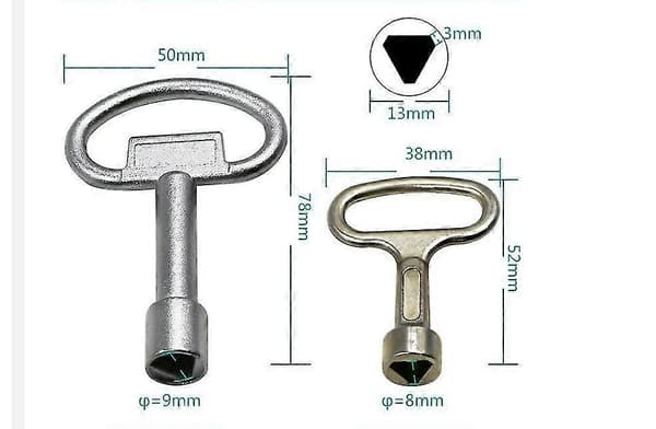 Meter Box Key Metal Triangle Key Gas Box Key Triangle, Triangular Socket Wrench for Gas Water Electric Meter Box Cabinet (2 Pcs, Silver) cy