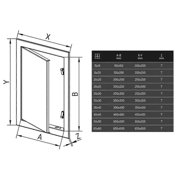 Inspektionslem i rustfrit stål 150x150mm