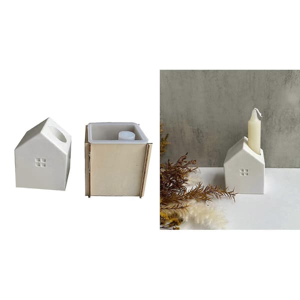 Lysestakeform Husformet Lysestake Silikonform for å lage Lysestake Ornament, DIY Resin Støpeformer Multicolor