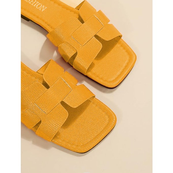 Dam Monika Flat H-Band Slide Sandal Gul Yellow 39