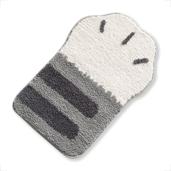 Badrumsmatta 15.3\" x 23.6\", Kattpåtår Halksäker Supersoft Mikrofiber Badmatta för Badrum, Supervattenabsorption, Tjock Hållbar Maskintvättbar, Grå