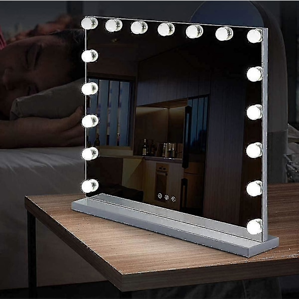 3 ljusfärger och 14 dimbara LED-lampor, USB-laddningsport, passar Hollywood sminkspegel 70 x 55 cm, endast lampor, spegel ingår ej