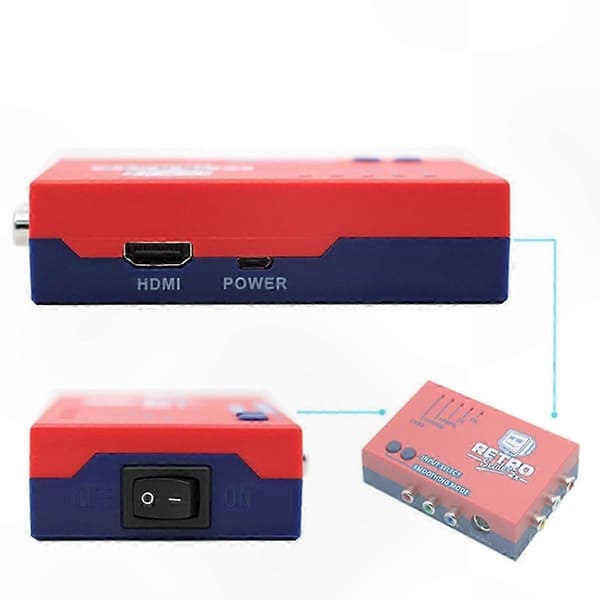 HD-videokonverter til retro-spilsystemer - AV til HDMI-adapter til PS2 N64 Dreamcast MD1 MD2-understøttelse Blue