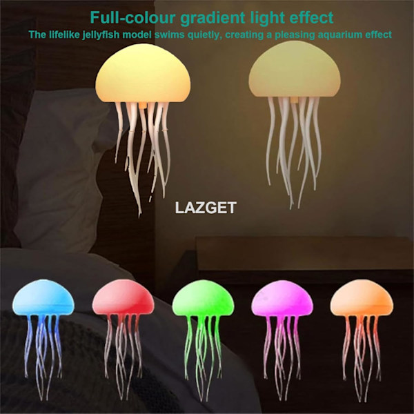 Jellyflow Lampe, Oppladbar Flytende Manetlampe, LED Bærbar RGB Gradient Manetlampe Stemmestyring