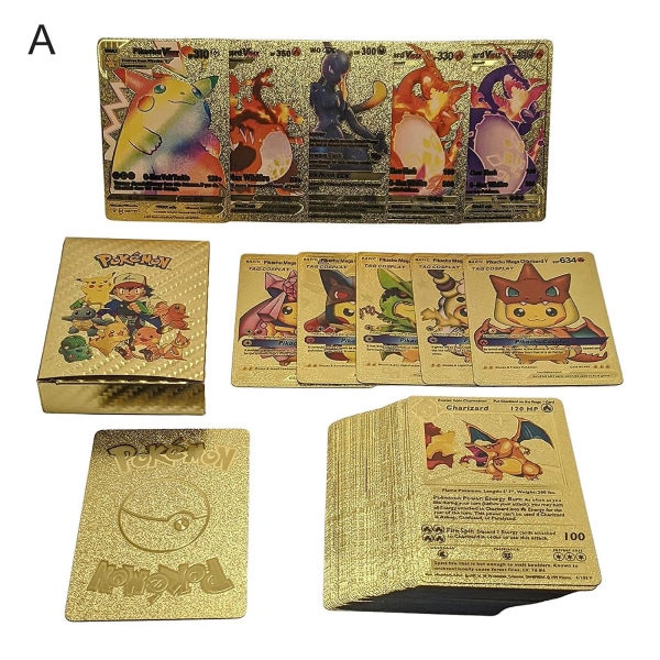 Box Game Cards Smidig Reptålig Vackert Färgbeständig Standard Fint Tryck Bärbar Pojkar Flickor Samlarobjekt Spel TCG Kort Set Leksak för Ente Golden A