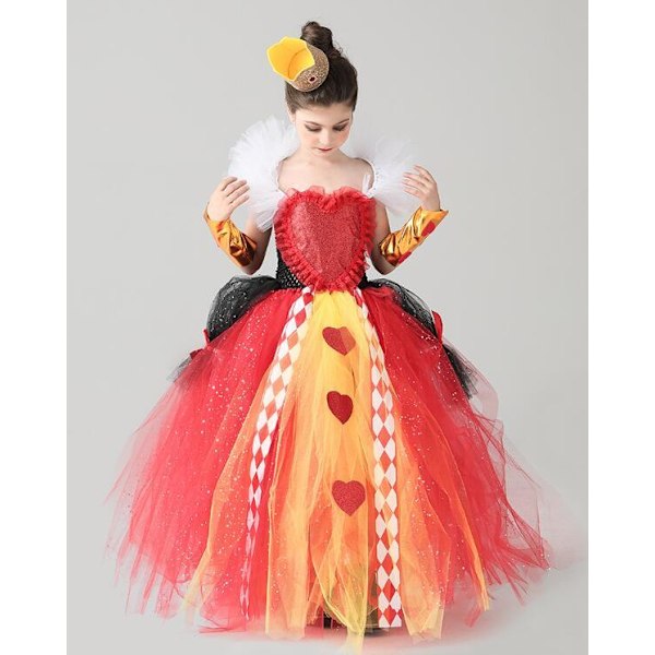 Pige Halloween Kostume Prinsesse Wendy Kjole Hjerter Dronning Kostume XL