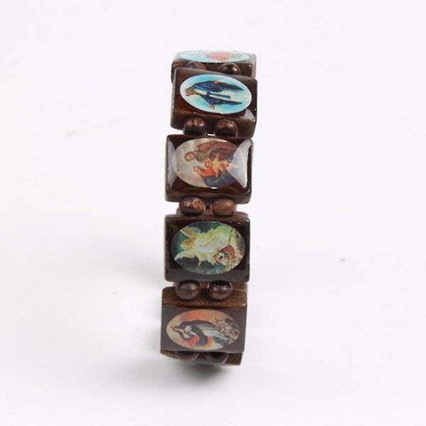 3-pak Jesus Armbånd Engel Armring Maria Religion Tro Træ Stretch Katolsk Ikon Velsignelse Smykker