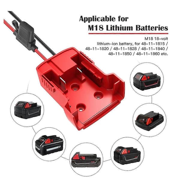2 pakker Power Wheel-adapter til Milwaukee M18 batteriadapter Red