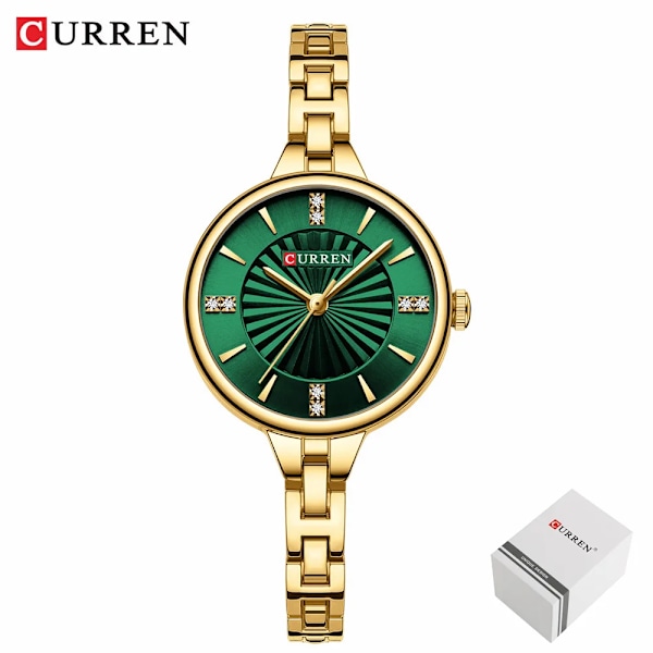 Curren 9097 Kvinnors Kvarts Klocka Mode Elegant Fritid Guld Silvery Analog Display Rostfritt Stål Rem Armblås Klocka För La. Dias H