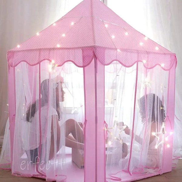 Bärbara Barn Leksaker Tipi Tält Prinsessa Rosa Flicka Slott Lek Hus Barn Liten Hus Fällande Spelparti Slott Om purple