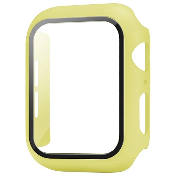 Glas+ Cover för Apple Watch Screen Protector Case 41mm 45mm 42mm 38mm 44mm 40mm Reptålig skyddande iWatch 9 8 7 6 SE 5 Yellow Series 123 38MM