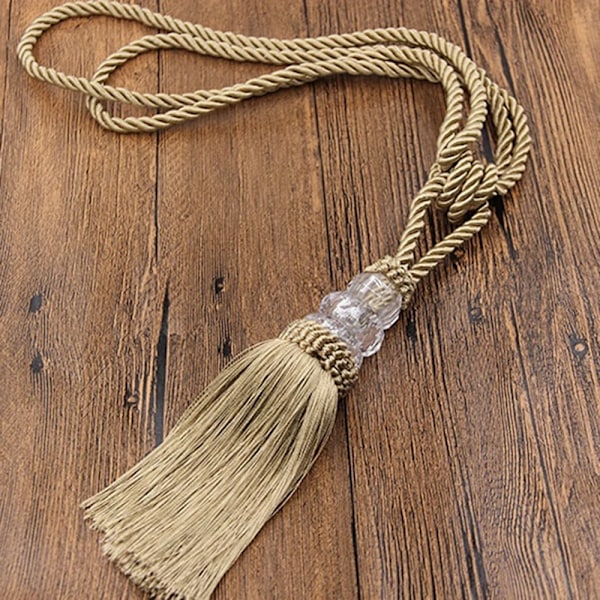 1 kpl Tassel-verhokiinnike ikkunatarvikkeet Kristallihelmillä Koristeellinen kultainen naru Verhotarvikkeet White B 33-98cm