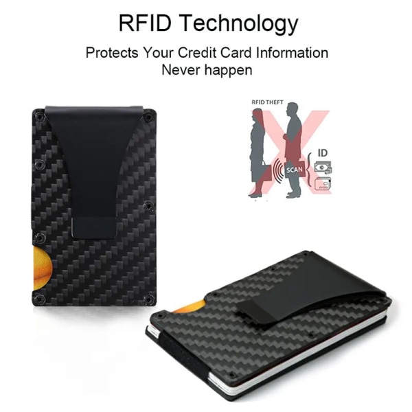 Kolfiberkorthållare Mini Aluminium Metall RFID Magic Herrplånbok Red