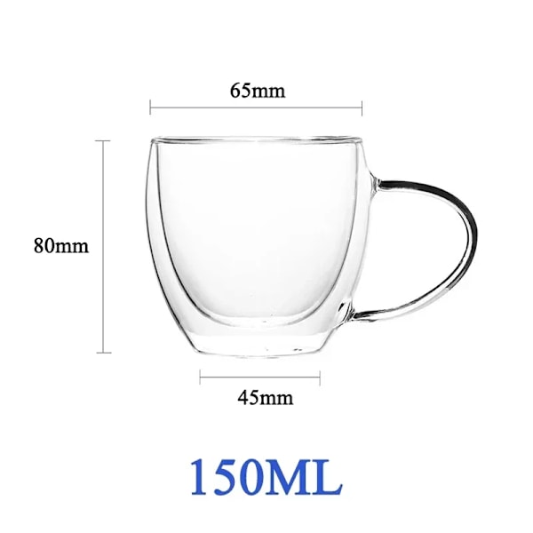 1-6 st 80-450 ml värmebeständiga dubbelväggiga teglasmuggar öl kaffe handgjorda kreativa kalla drycker transparenta dricksglasset 150ml B 1pc