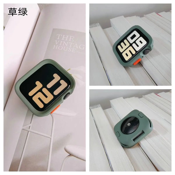 Tvåfärgad mjuk silikon tpu- case för Apple Watch Cover 9 8 7 6 Se 5 4 44 mm 45 mm skydd Iwatch Serie 41 mm 40 mm 49 mm stötfångare A3 49MM