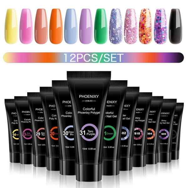 Poly Nail Gel Set 12/9/6 ST Poly Nail Gel Set För Nagelförlängning Finger Quick Building Gel 16 Färger Poly Extension Gel Set 12PCS Gel Set8