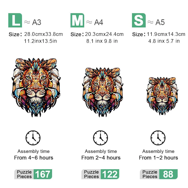 Tiger King Dyr Træpuslespil 3D Personlig Hjemmeindretning Voksne Mænd og Kvinder Stressaflastning Underholdning Festlig Interaktivt H107-A3