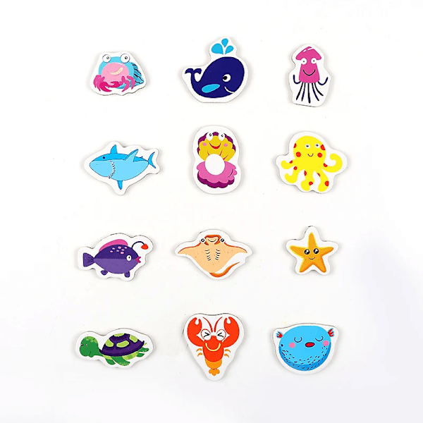 Cute PVC Fruit Refrigerator Magnet Sticker Chidren Educat Cartoon Vegetable Fridge Magnet Whiteboard Magnetic Stick Decoration 12pcs marine animals