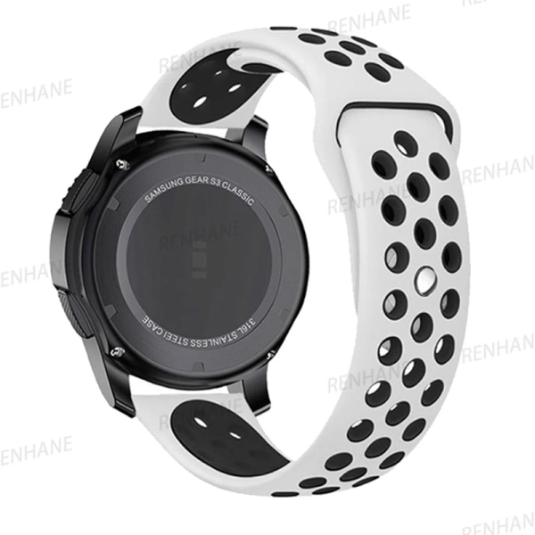 22 mm 20 mm watch för Samsung Galaxy Watch 6 5 4 3 Classic 47 mm 43 mm Pro 45 mm 40 mm 44 mm silikonarmband Huawei GT/3/2 Band White Black Samsung Watch 4 40mm