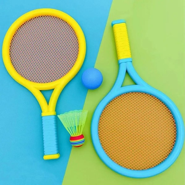 Nyt 2 i 1 Tennis Badminton Racket Sæt Børn Udendørs Kids Badminton Rackets Forælder Barn Interaktive Legetøj Mode Tennis Legetøj blue-pink